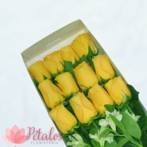 Caja con 12 Rosas Amarillas