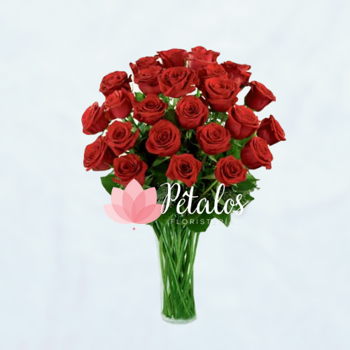 Jarrón con 24 Rosas Rojas